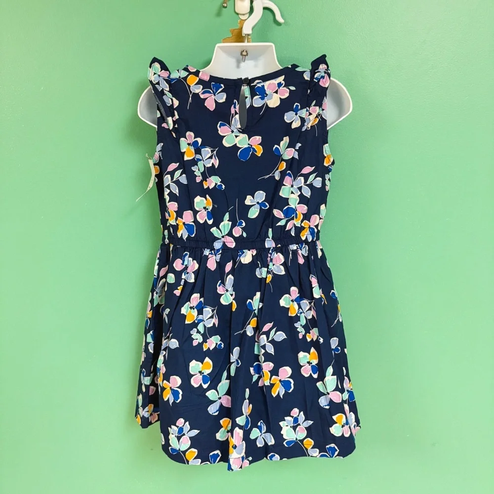NWT Carters Navy Blue Floral Ruffle Sleeve Dress Toddler Size 4T NEW